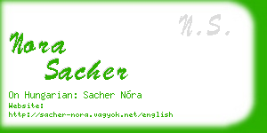 nora sacher business card